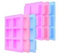 ZEONHEI Lot de 6 moules rectangulaires en silicone - 6 cavités - Moule à savon - 3 couleurs - 80 x 55 x 25 mm - Cavité unique