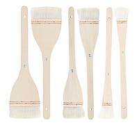 ZEONHEI Lot de 6 pinceaux Plats en Poils de chèvre Doux de 2,5 cm, 5,1 cm, 7,6 cm, Pinceau à merlu avec Manche en Bois Massif, Ensemble de pinceaux à merlu pour Aquarelle, poterie, Peinture