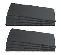 ZEONHEI Lot de 8 Assiettes Rectangulaires en Ardoise, 25 x 12 cm Plateau Fromage, Assiettes de Présentation et Service Pour Buffet, Service, Décoration, Noir