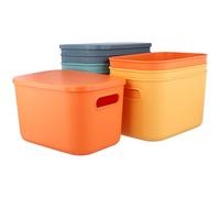 ZEONHEI Lot de 8 boîtes de rangement empilables en plastique, 4 couleurs, conteneurs de rangement pratiques pour cuisine, chambre à coucher, salle de bain, 25 x 17,5 x 14,5 cm