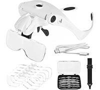 ZEONIK Loupe Loupe de tête USB Rechargeable Mains Libres Bandeau loupe avec lumière LED Bijoux Artisanat Montre Passe-Temps et Travail rapproché
