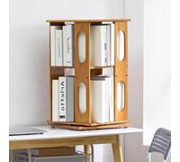 ZEOPLE Bibliothèque Rotative 2 Niveaux en Bois Massif, Bibliothèque Pivotante à 360° Hauteur de Tablette réglable Bibliotheque Tournante pour Chambre à Coucher, Salon, Bureau