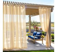 ZEOPLE Outdoor Sheer Curtains Privacy Drapes Set of 2 Sun-Blocking