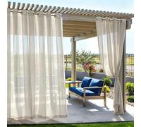 ZEOPLE Outdoor Sheer Curtains Privacy Drapes Set of 2 Sun-Blocking