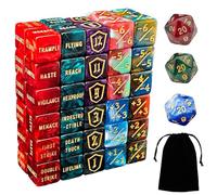 ZEOXUER 63 Pions MTG - Compteurs de Mots de capacité, -1/+1 Compteur de Vie, Compteur de Vie de Bouclier, Statuts de créatures, Couleur marbre D6 Cube Dice, pour MTG, TCG, Jeux de Cartes