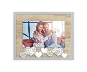 Zep Cadre Photo de Table 10 x 15 cm - Design élégant en Bois avec décorations de cœur - Parfait pour la Maison et Le Bureau, Les Amis ou Les Amoureux