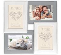 Zep cadre photo Rouen HH154 pour 4 photos de 10x15 cm avec design superposé blanc et gris