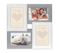 ZEP Galerie photo Rouen 4 photos 10x15 cm Bois Cadre photo Blanc Gris 31,5x31,5 cm