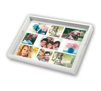 Zep plateau photo blanc W006 pour 9 photos en bois avec protection en verre