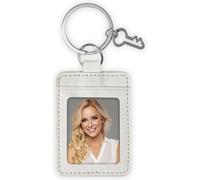 Zep porte-clés photo blanc aspect cuir 3,5x4,5 cm