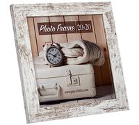 Cadre photo - Format photo 20x20cm - Cadre 25x25cm - Bois - Blanc - Vintage G
