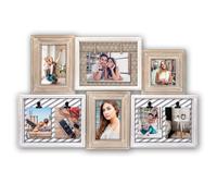 ZEP S.r.l. Zacharie - Cadre photo en bois naturel et blanc pour 5 photos 10 x 15 cm et 1 photo 10 x 10 cm