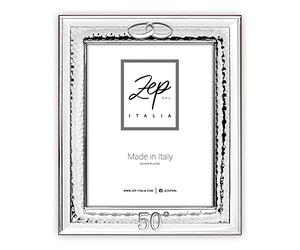 zep srl Cadre de table pour noces d'or en argent plaqué, 15 x 20 cm, vertical, plaqué argent, fabriqué en Italie (MATERA, 15 x 20)