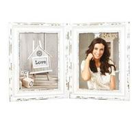 ZEP Cadre photo double Saint Michel SY857 2x13x18 cm bois avec charnière blanc/beige