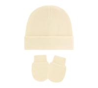 ZEPFJHE 1 ensemble bonnet et moufles en coton respirant pour bébé - Cadeau sécurisé - Pour nouveau-nés et nourrissons - Doux et respirant, beige, taille unique