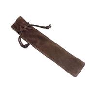 ZEPFJHE 1 pochette à stylos en velours avec cordon de serrage - Couleur unie - Pour stylo à bille - Cadeau pour étudiant, marron