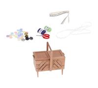ZEPFJHE 2. Boîte de rangement rétro en bois avec outils de couture texturés pour scènes réalistes à l'échelle 1/12, accessoires de couture vintage pour maisons de poupées