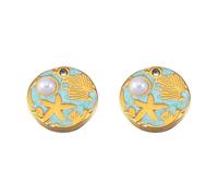 ZEPFJHE 2pcs En Acier Inoxydable Marin Étoiles De Mer Pendants Feuilles Charme Fabrication Vibrante Pour Les Conceptions Collier