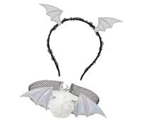 ZEPFJHE 2pcs Halloween Devil Costume Set Devil Bat Bandband Flower Lace Choker Collier Pour Les Accessoires De Fête De Cosplay