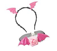 ZEPFJHE 2pcs Halloween Devil Costume Set Devil Bat Bandband Flower Lace Choker Collier Pour Les Accessoires De Fête De Cosplay