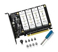 ZEPFJHE 4 Bay NVMe Drive Adapter PCIe X16 Transfert Haute Vitesse avec Indicateurs LED pour Professionnels Drive Development Board
