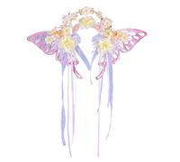 ZEPFJHE Accessoire de cheveux multi-usages style chinois avec fleurs en soie et pompons portable pour les occasions festives Élégant bandeau de festival