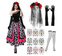 ZEPFJHE Accessoires de costume 4 Day of the Deads Dias Des Los Muerto Voile Coiffe Halloween Déguisement Cosplay Sugar Skull Accessoires de costume
