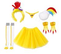 ZEPFJHE Accessoires de costume de de coq pour le jeu | jaune et blanc avec des accents rouges et multicolores, pour les fêtes d ' Halloween et les jeux de rôle en