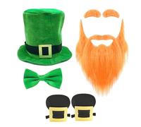 ZEPFJHE Accessoires de costume de la fête de patricks - Chapeau de leprechaun - Moustache - Décorations de fête pour adultes - Patrick