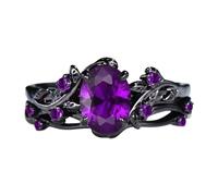 ZEPFJHE Alliances tendance pour femme de style baroques avec accents de rose noire et matériaux en alliage robustes et faciles à utiliser Améthyste Noir Rose Vintage, taille unique, Comme décrit