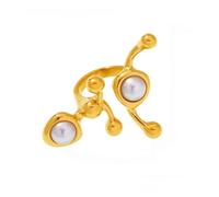 ZEPFJHE Bague contemporaine en cristal naturel en forme de C - En métal inoxydable - Plusieurs options de couleur - Confortables - Longueur : 3,5 cm - Pierres précieuses naturelles en acier inoxydable