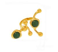 ZEPFJHE Bague contemporaine en cristal naturel en forme de C - En métal inoxydable - Plusieurs options de couleur - Confortables - Longueur : 3,5 cm - Pierres précieuses naturelles en acier inoxydable