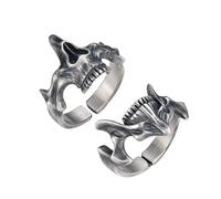 ZEPFJHE Bagues rétro en argent avec tête de mort sophistiquée en argent vintage cool punk bijoux tendance, One Size, Comme décrit, Comme décrit.