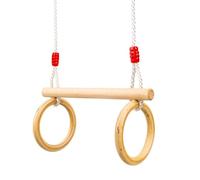 ZEPFJHE Balançoire trapèze multifonction en bois pour enfants avec anneaux de gymnastique pour entraînement de force réglable en hauteur