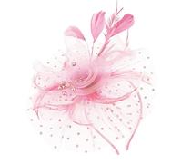 ZEPFJHE Bandeau élégant à plumes avec chapeau en maille pour un look élégant et vintage pour soirée, bal de fin d'année, accessoire pour cheveux confortable