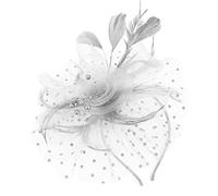 ZEPFJHE Bandeau élégant à plumes avec chapeau en maille pour un look élégant et vintage pour soirée, bal de fin d'année, événement, etc