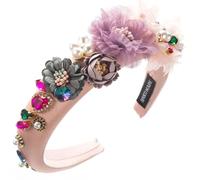 ZEPFJHE Bandeau large en strass pour femme - Bandeau en mousse à fleurs françaises - Bandeau décontracté pour femme - Serre-tête de mariage pour fille