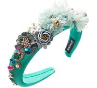 ZEPFJHE Bandeau large en strass pour femme - Bandeau en mousse à fleurs françaises - Bandeau décontracté pour femme - Serre-tête de mariage pour fille