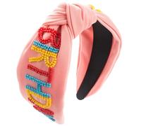 ZEPFJHE Bandeau large et élégant pour femme avec perles cloutées - Bandeau de voyage antidérapant en tissu noué - Pour femme