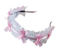 ZEPFJHE Bandeaux en dentelle pour femme - Bandeau fantaisie en maille à volants avec nœud - Accessoire de fête pour femme de soubrette