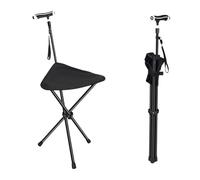 ZEPFJHE Bâton de Marche Pliant en Alliage d ' Aluminium avec siège et Texture en métal léger pour la randonnée en Camping, pour Personnes âgées, Tabouret de Camping modifiable