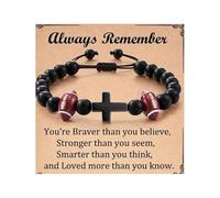 ZEPFJHE Breloque crucifix en bois fabriquée à la main pour homme - Perles en bois naturel - Cordon tressé noir - Bijoux inspirés du sport - Cadeau en bois pour athlètes, taille unique, Comme décrit