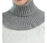 ZEPFJHE Cache-cou en tricot doux pour activités de plein air en hiver, design extensible, convient pour les femmes et les filles, gris, M