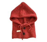 ZEPFJHE Cache-cou tricoté français pour adulte - Cache-cou assorti - Chapeau au crochet - Écharpe d'hiver chaude à rabat pour temps froid, Rouge, taille unique