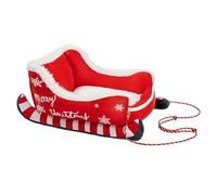 ZEPFJHE Canapé-lit en traîneau de Noël pour animal domestique avec housse en fourrure amovible, nid doux pour grands chiens et chats, design prêt à offrir, lit antidérapant pour sols en bois dur