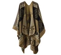 ZEPFJHE Capes de voyage réversibles, châle, pull, pashmina, poncho à motif géométrique, cape ethnique, châle, capes tendance, Vert, taille unique