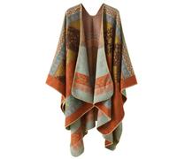 ZEPFJHE Capes de voyage réversibles, châle, pull, pashmina, poncho à motif géométrique, cape ethnique, châle, capes tendance, Orange, taille unique