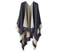 ZEPFJHE Cardigan décontracté châle polyvalent pour femme Poncho Capes Couverture Poncho pour jeunes adultes tendance, bleu, Taille unique