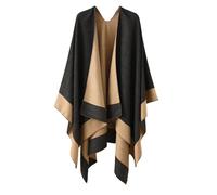 ZEPFJHE Cardigan décontracté châle polyvalent pour femme Poncho Capes Couverture Poncho pour jeunes adultes tendance, Noir , Taille unique