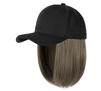 ZEPFJHE Casquette de baseball pour femme avec extensions de cheveux pour femme Cheveux raides courts
